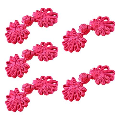 KANGQL Cheongsam Knöpfe, 5 Paar chinesische Knoten, Froschknöpfe, Cheongsam-Knöpfe, chinesische Verschlussknöpfe, Nähknöpfe, Verschlüsse, Rosenrot KANGQL Cheongsam Knöpfe, 5 Paar chinesische Knoten, Froschknöpfe, Cheongsam-Knöpfe, chinesische Verschlussknöpfe, Nähknöpfe, Verschlüsse, Rosenrot von KANGQL