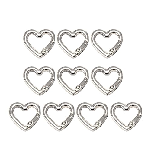 KANGQL Metall-Federverschlüsse in Herzform, 10 Stück, Herzform, Feder-Schnapp-Clip, Zinklegierung, Schlüsselring-Schnallen, öffnender Karabiner, Schlüsselanhänger, Taschenclips, Hakenverbinder KANGQL Metall-Federverschlüsse in Herzform, 10 Stück, Herzform, Feder-Schnapp-Clip, Zinklegierung, Schlüsselring-Schnallen, öffnender Karabiner, Schlüsselanhänger, Taschenclips, Hakenverbinder von KANGQL