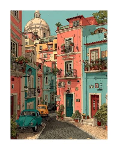 5D Diamant Painting Kit - Landschaft Diamond Painting Kinder DIY Set, Kleine Stadt Full Drill Bastelset für Erwachsene, Diamant Kunst Bilder Mosaic Stickerei für Home Wand Dekor 40x50cm KSWF85 5D Diamant Painting Kit - Landschaft Diamond Painting Kinder DIY Set, Kleine Stadt Full Drill Bastelset für Erwachsene, Diamant Kunst Bilder Mosaic Stickerei für Home Wand Dekor 40x50cm KSWF85 von KANGSONGWENJIAJU
