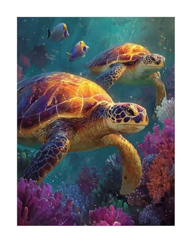 5D Diamant Painting Kit - Meereslebewesen Diamond Painting Kinder DIY Set, Meeresschildkröten Full Drill Bastelset für Erwachsene, Diamant Kunst Mosaic Stickerei für Home Wand Dekor 30x40 cm KSWF251 von KANGSONGWENJIAJU