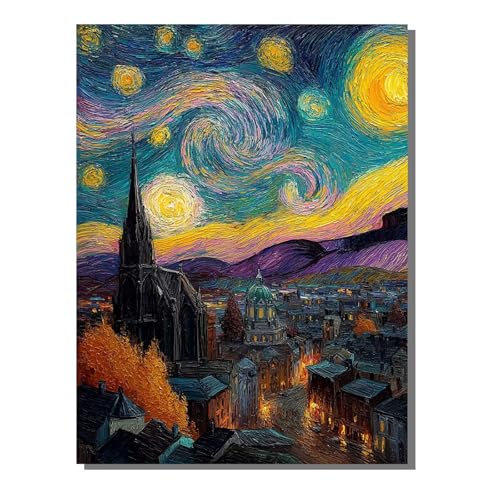 Abstrakt Malen Nach Zahlen Erwachsene, Stadt Paint by Numbers Adult Anfänger Kreativ Set für, Heimwerk Malen Nach Zahlen Kinder, Pinsel und Acrylfarbe Als für Deko Wohnzimmer 100x135cm KSWWK432 von KANGSONGWENJIAJU
