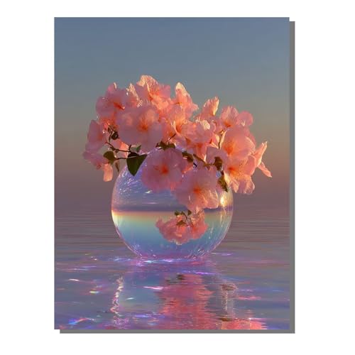 Blume Malen Nach Zahlen Erwachsene, Malen Nach Zahlen Landschaft 40x55 cm DIY Set Erwachsene Mit 3 Pinseln und Acrylfarbe, Paint by Numbers für Deko Wohnzimmer, Geschenke für Frauen KSWWK436 von KANGSONGWENJIAJU