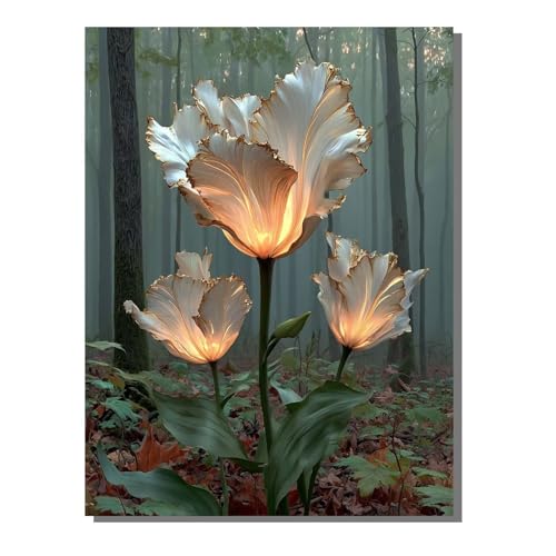 Blume Malen Nach Zahlen Erwachsene, Pflanze Paint by Numbers Adult Anfänger Kreativ Set für, Heimwerk Malen Nach Zahlen Kinder, Pinsel und Acrylfarbe Als für Deko Wohnzimmer 40x55 cm KSWWK452 von KANGSONGWENJIAJU