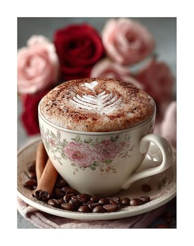 Kaffee 5D Diamond Painting Erwachsene - Blume Full Drill Diamant Painting Kinder Bilder, DIY Mosaic Bastelset für Erwachsene, Diamant Malerei Stickerei Groß für Home Decor 40x50cm KSWF101 Kaffee 5D Diamond Painting Erwachsene - Blume Full Drill Diamant Painting Kinder Bilder, DIY Mosaic Bastelset für Erwachsene, Diamant Malerei Stickerei Groß für Home Decor 40x50cm KSWF101 von KANGSONGWENJIAJU