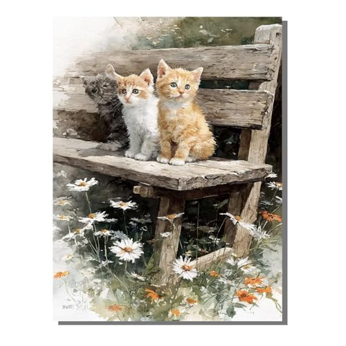 Katze Malen Nach Zahlen Erwachsene, Blume Paint by Numbers Adult Anfänger Kreativ Set für, Heimwerk Malen Nach Zahlen Kinder, Pinsel und Acrylfarbe Als für Deko Wohnzimmer 60 x 80 cm KSWWK455 von KANGSONGWENJIAJU