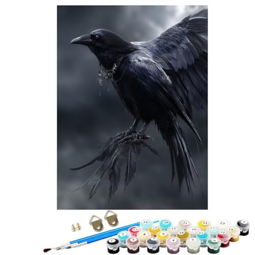 KräHe Malen Nach Zahlen Erwachsene, Malen Nach Zahlen Vogel 40x55 cm DIY Set Erwachsene Mit 3 Pinseln und Acrylfarbe, Paint by Numbers für Deko Wohnzimmer, Geschenke für Frauen KSWWK176 von KANGSONGWENJIAJU