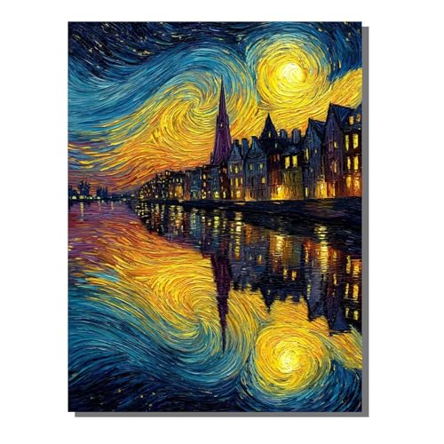 Malen Nach Zahlen Erwachsene Abstrakt, Groß DIY Malen Nach Zahlen Stadt, Anfänger Frauen Bastelset, Pinsel und Acrylfarbe, Paint by Numbers Basteln für Wand Dekor Geschenk 80x110 cm KSWWK431 von KANGSONGWENJIAJU