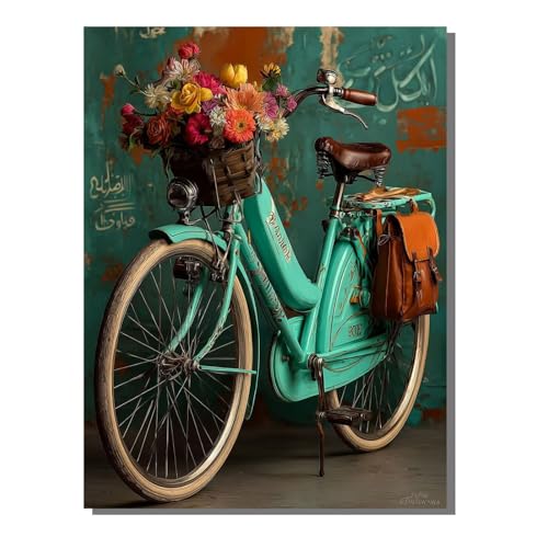 Malen Nach Zahlen Erwachsene Fahrrad, Groß DIY Malen Nach Zahlen Mit Rahmen Blume, Anfänger Frauen Bastelset, Pinsel und Acrylfarbe, Paint by Numbers Basteln für Wand Dekor Geschenk 100x135cm KSWDK261 von KANGSONGWENJIAJU