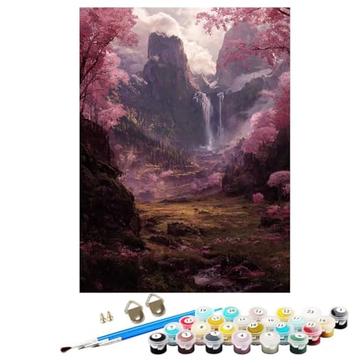 Malen Nach Zahlen Erwachsene Landschaft, Groß DIY Malen Nach Zahlen Mit Rahmen Berg, Anfänger Frauen Bastelset, Pinsel und Acrylfarbe Paint by Numbers Basteln Wand Dekor Geschenk 50 x 70 cm KSWDK184 von KANGSONGWENJIAJU