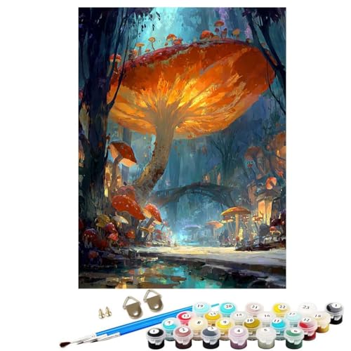 Malen Nach Zahlen Erwachsene Landschaft, Groß DIY Malen Nach Zahlen Mit Rahmen Wald, Anfänger Frauen Bastelset, Pinsel und Acrylfarbe Paint by Numbers Basteln Wand Dekor Geschenk 40x55 cm KSWDK181 von KANGSONGWENJIAJU