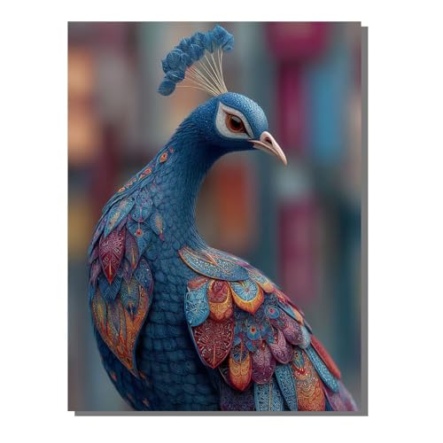 Malen Nach Zahlen Erwachsene Tier, Groß DIY Malen Nach Zahlen Pfau, Anfänger Frauen Bastelset, Pinsel und Acrylfarbe, Paint by Numbers Basteln für Wand Dekor Geschenk 40x55 cm KSWWK234 von KANGSONGWENJIAJU