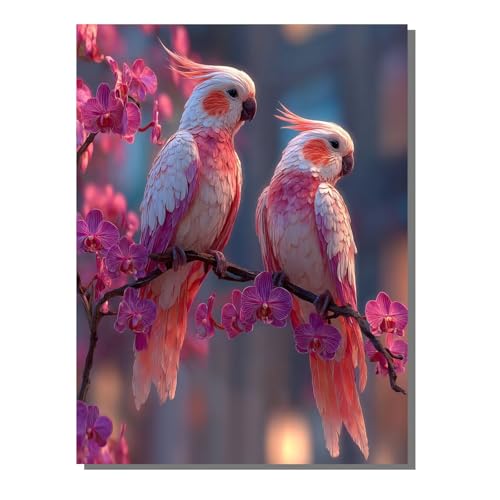 Malen Nach Zahlen Erwachsene Vogel, Groß DIY Malen Nach Zahlen Blume, Anfänger Frauen Bastelset, Pinsel und Acrylfarbe, Paint by Numbers Basteln für Wand Dekor Geschenk 50 x 70 cm KSWWK457 von KANGSONGWENJIAJU