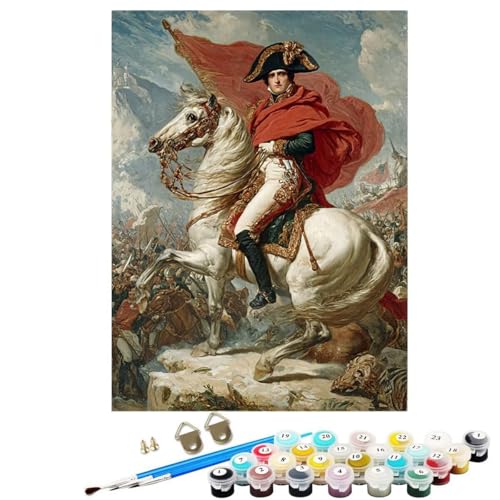 Mann Malen Nach Zahlen Erwachsene, Napoleon Paint by Numbers Adult Anfänger Kreativ Set für, Heimwerk Malen Nach Zahlen Kinder Mit Rahmen, Pinsel und Acrylfarbe für Deko Wohnzimmer 40x55 cm KSWDK188 von KANGSONGWENJIAJU