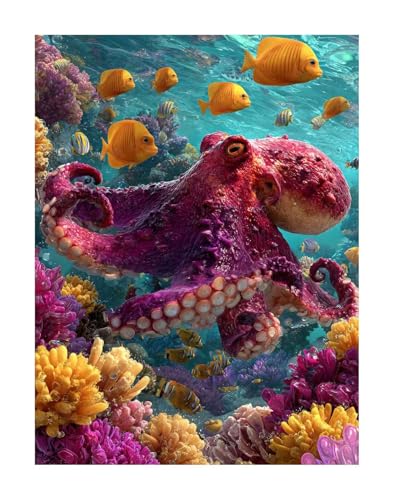 Meereslebewesen 5D Diamond Painting Erwachsene - Oktopus Full Drill Diamant Painting Kinder, DIY Mosaic Bastelset für Erwachsene, Diamant Malerei Stickerei Groß für Home Decor 50 x 70 cm KSWF115 Meereslebewesen 5D Diamond Painting Erwachsene - Oktopus Full Drill Diamant Painting Kinder, DIY Mosaic Bastelset für Erwachsene, Diamant Malerei Stickerei Groß für Home Decor 50 x 70 cm KSWF115 von KANGSONGWENJIAJU