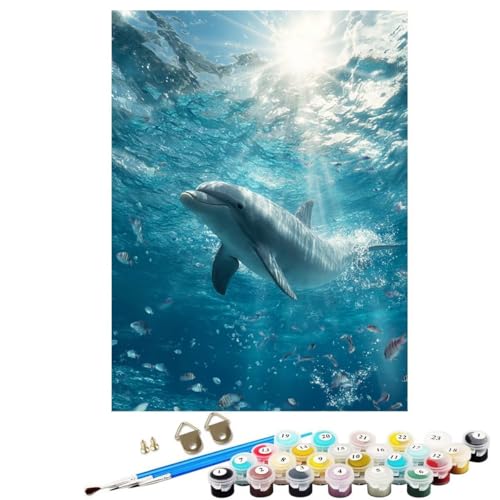 Meereslebewesen Malen Nach Zahlen Erwachsene, Delphin Paint by Numbers Adult Anfänger Kreativ Set für, Heimwerk Malen Nach Zahlen Kinder, Pinsel und Acrylfarbe für Deko Wohnzimmer 40x55 cm KSWWK212 Meereslebewesen Malen Nach Zahlen Erwachsene, Delphin Paint by Numbers Adult Anfänger Kreativ Set für, Heimwerk Malen Nach Zahlen Kinder, Pinsel und Acrylfarbe für Deko Wohnzimmer 40x55 cm KSWWK212 von KANGSONGWENJIAJU
