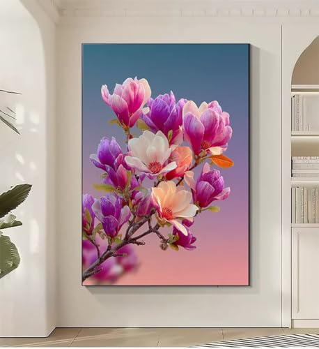 Pflanze Malen Nach Zahlen Erwachsene, Blume Paint by Numbers Adult Anfänger Kreativ Set für, Heimwerk Malen Nach Zahlen Kinder, Pinsel und Acrylfarbe Als für Deko Wohnzimmer 60 x 80 cm KSWWK198 von KANGSONGWENJIAJU
