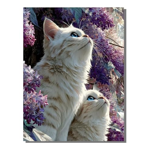 Tier Malen Nach Zahlen Erwachsene, Malen Nach Zahlen Katze 60 x 80 cm DIY Set Erwachsene Mit 3 Pinseln und Acrylfarbe, Paint by Numbers für Deko Wohnzimmer, Geschenke für Frauen KSWWK456 von KANGSONGWENJIAJU