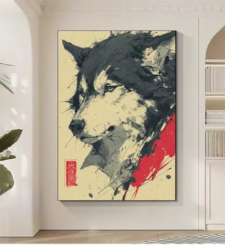 Tier Malen Nach Zahlen Erwachsene, Malen Nach Zahlen Wolf 50 x 70 cm DIY Set Erwachsene Mit 3 Pinseln und Acrylfarbe, Paint by Numbers für Deko Wohnzimmer, Geschenke für Frauen KSWWK216 von KANGSONGWENJIAJU