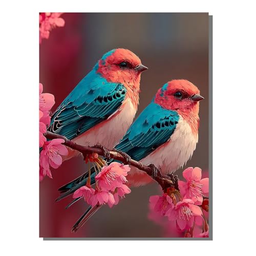Vogel Malen Nach Zahlen Erwachsene, Malen Nach Zahlen Blume 40x55 cm DIY Set Erwachsene Mit 3 Pinseln und Acrylfarbe, Paint by Numbers für Deko Wohnzimmer, Geschenke für Frauen KSWWK459 von KANGSONGWENJIAJU