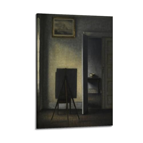 KANGZENG Vilhelm Hammershoi Malerwerke (Innenleben mit Staffelei des Künstlers), Kunstposter, Bild, Leinwand, Wandfarbe, Kunstdekoration, moderne Wohnkunstwerke, 20 x 30 cm von KANGZENG