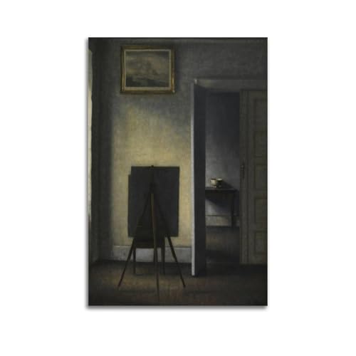 KANGZENG Vilhelm Hammershoi Malerwerke (Interieur mit Staffelei des Künstlers), Kunstposter, Leinwand, Wandkunst, Rollbild, Druck, Wohnzimmer, Wände, Dekoration, Häuser, 20 x 30 cm von KANGZENG