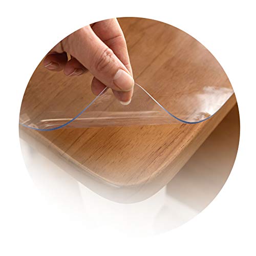 KANMR Klare Tischdecke, Tisch Stuhl Mat Schneiden Abwischbar Rechteckig Weiches Glas Harte Fußmatten, Anpassbar (2.0mm,90x150cm) von KANMR