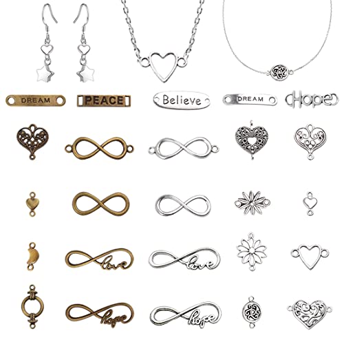 KANOSON Schmuckverbinder Set, 50 Stück Gemischte Metall Unendlichkeitszeichen/Wort/herz/Mond Schmuckzubehör, Schmuckverbinder Charm Anhänger für Armband Halskette Creolenc und DIY Basteln KANOSON Schmuckverbinder Set, 50 Stück Gemischte Metall Unendlichkeitszeichen/Wort/herz/Mond Schmuckzubehör, Schmuckverbinder Charm Anhänger für Armband Halskette Creolenc und DIY Basteln von KANOSON