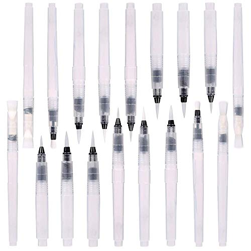 Wassertankpinsel Set, 18 Stück Wasserstift mit Tank, Aquarellpinsel Watercolor Brush Pen, Profi Pinsel Stifte mit Wassertank für Wasserfarben Malerei Beschriftung Wassertankpinsel Set, 18 Stück Wasserstift mit Tank, Aquarellpinsel Watercolor Brush Pen, Profi Pinsel Stifte mit Wassertank für Wasserfarben Malerei Beschriftung von KANOSON