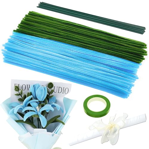 KAOTPO Pfeifenputzer zum Basteln Blau Set, 200 Stück Pfeifenreiniger zum Basteln Sowie Pfeifenreiniger Blumen Set, Ausgestattet mit Blumendraht, Schleifenband, Verpackungstaschen und Anleitung. KAOTPO Pfeifenputzer zum Basteln Blau Set, 200 Stück Pfeifenreiniger zum Basteln Sowie Pfeifenreiniger Blumen Set, Ausgestattet mit Blumendraht, Schleifenband, Verpackungstaschen und Anleitung. von KAOTPO