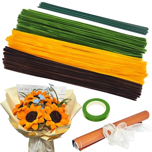 KAOTPO Pfeifenputzer zum Basteln Gelb Set, 200 Stück Pfeifenreiniger zum Basteln Sowie Pfeifenreiniger Blumen Set, Ausgestattet mit Blumendraht, Schleifenband, Verpackungstaschen und Anleitung. KAOTPO Pfeifenputzer zum Basteln Gelb Set, 200 Stück Pfeifenreiniger zum Basteln Sowie Pfeifenreiniger Blumen Set, Ausgestattet mit Blumendraht, Schleifenband, Verpackungstaschen und Anleitung. von KAOTPO