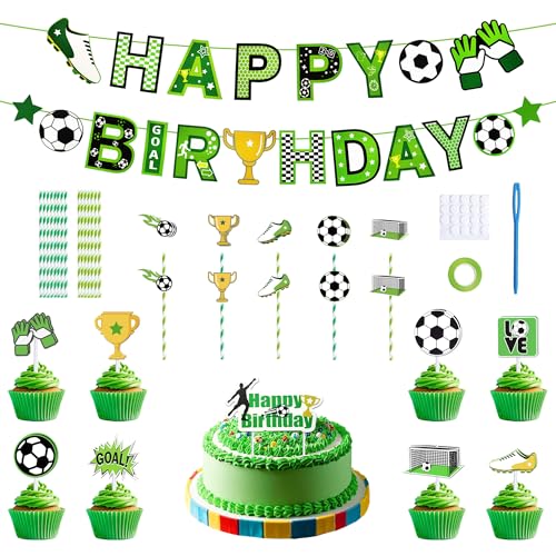 KAOTPO Tortendeko Fussball, 58 Stück Fußball Kuchen Deko, Fussball Geburtstag Deko für Fußball Fan Party, Fussball Cake Topper für Kinder Junge Mädchen KAOTPO Tortendeko Fussball, 58 Stück Fußball Kuchen Deko, Fussball Geburtstag Deko für Fußball Fan Party, Fussball Cake Topper für Kinder Junge Mädchen von KAOTPO