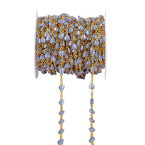 KAOYOO 91 cm herzförmige Acrylperle im Bohemian-Stil, Goldkette für Hochzeitsdekoration, Nähen, Basteln, DIY-Zubehör, Verzierungen (91 cm, heller Saphir) von KAOYOO