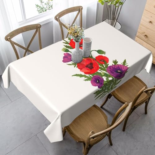 KAPPTYY Elegante Party-Tischdecke mit Mohnblumen-Druck, aus weichem, dickem Stoff für Bankett-Feiern von KAPPTYY