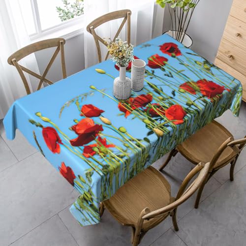 KAPPTYY Elegante Party-Tischdecke mit Mohnblumen auf Himmel, mit weichem, dickem Stoff für Bankett-Feiern KAPPTYY Elegante Party-Tischdecke mit Mohnblumen auf Himmel, mit weichem, dickem Stoff für Bankett-Feiern von KAPPTYY