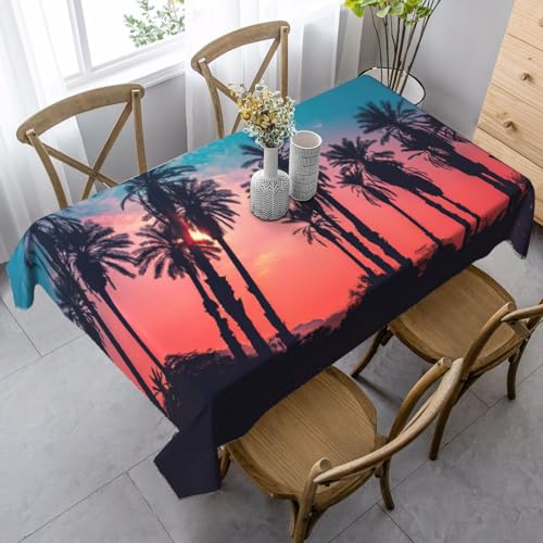 KAPPTYY Elegante Party-Tischdecke mit Palmen-Sonnenuntergang-Druck, mit weichem, dickem Stoff für Bankett-Feiern KAPPTYY Elegante Party-Tischdecke mit Palmen-Sonnenuntergang-Druck, mit weichem, dickem Stoff für Bankett-Feiern von KAPPTYY