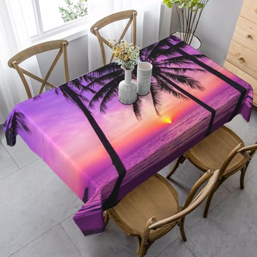 KAPPTYY Elegante Party-Tischdecke mit Palmen bei Sonnenuntergang, mit weichem, dickem Stoff für Bankett-Feiern KAPPTYY Elegante Party-Tischdecke mit Palmen bei Sonnenuntergang, mit weichem, dickem Stoff für Bankett-Feiern von KAPPTYY