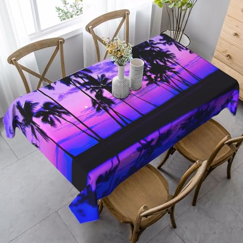 KAPPTYY Elegante Party-Tischdecke mit Palmenmotiv, mit weichem, dickem Stoff für Bankett-Feier, Violett KAPPTYY Elegante Party-Tischdecke mit Palmenmotiv, mit weichem, dickem Stoff für Bankett-Feier, Violett von KAPPTYY