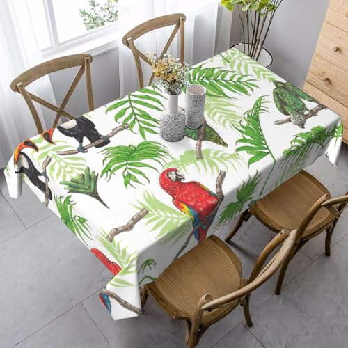 KAPPTYY Elegante Party-Tischdecke mit Papageienvögeln und tropischem Baum, mit weichem, dickem Stoff für Bankett-Feiern KAPPTYY Elegante Party-Tischdecke mit Papageienvögeln und tropischem Baum, mit weichem, dickem Stoff für Bankett-Feiern von KAPPTYY