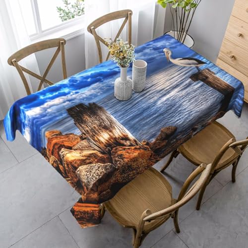 KAPPTYY Elegante Party-Tischdecke mit Pelikanvögeln und blauem Meereshimmel, mit weichem, dickem Stoff für Bankett-Feiern KAPPTYY Elegante Party-Tischdecke mit Pelikanvögeln und blauem Meereshimmel, mit weichem, dickem Stoff für Bankett-Feiern von KAPPTYY