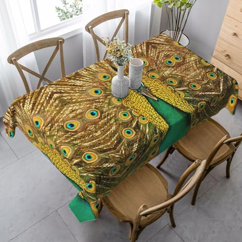 KAPPTYY Elegante Party-Tischdecke mit Pfauen-Druck, aus weichem, dickem Stoff für Bankett-Feier von KAPPTYY