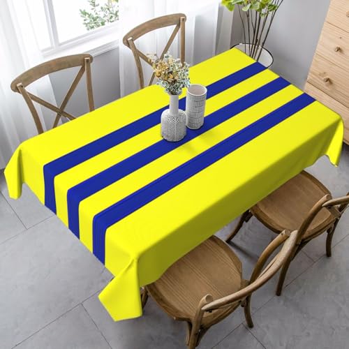 KAPPTYY Elegante Party-Tischdecke mit gelbem und blauem Streifendruck, mit weichem, dickem Stoff für Bankett-Feiern KAPPTYY Elegante Party-Tischdecke mit gelbem und blauem Streifendruck, mit weichem, dickem Stoff für Bankett-Feiern von KAPPTYY