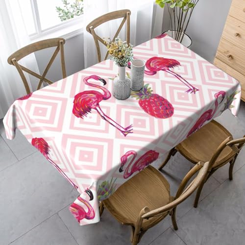 KAPPTYY Elegante Party-Tischdecke mit pinkem Flamingo-Ananas-Druck, mit weichem, dickem Stoff für Bankett-Feiern KAPPTYY Elegante Party-Tischdecke mit pinkem Flamingo-Ananas-Druck, mit weichem, dickem Stoff für Bankett-Feiern von KAPPTYY