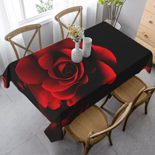 KAPPTYY Elegante Party-Tischdecke mit rotem Rosen-Druck, mit weichem, dickem Stoff für Bankett-Feiern KAPPTYY Elegante Party-Tischdecke mit rotem Rosen-Druck, mit weichem, dickem Stoff für Bankett-Feiern von KAPPTYY