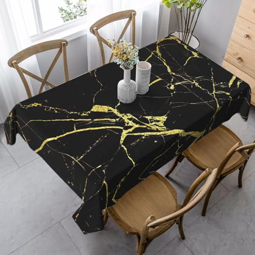 KAPPTYY Elegante Party-Tischdecke mit weichem, dickem Stoff für Bankett-Feier, Schwarz / goldfarben von KAPPTYY