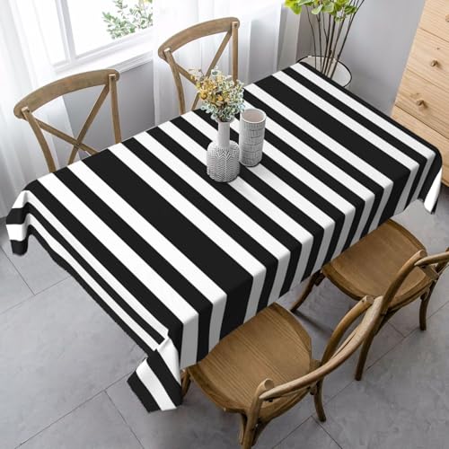 KAPPTYY Elegante Party-Tischdecke mit weichem, dickem Stoff für Bankette, Schwarz und Weiß gestreift KAPPTYY Elegante Party-Tischdecke mit weichem, dickem Stoff für Bankette, Schwarz und Weiß gestreift von KAPPTYY