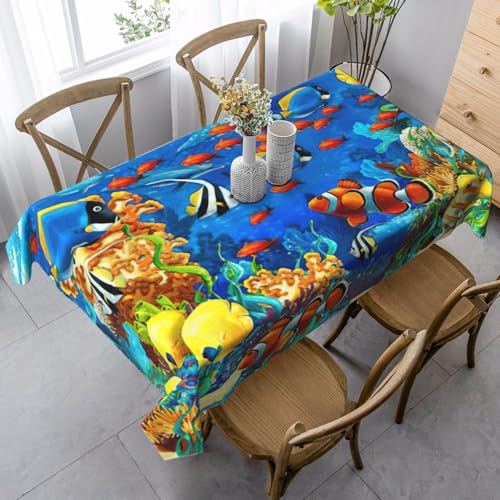 KAPPTYY Elegante Party-Tischdecke mit weichem dickem Stoff für Bankett-Feier, Motiv: tropische Fische, Koralle, Unterwasserwelt KAPPTYY Elegante Party-Tischdecke mit weichem dickem Stoff für Bankett-Feier, Motiv: tropische Fische, Koralle, Unterwasserwelt von KAPPTYY