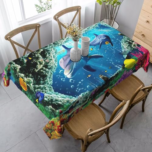 KAPPTYY Elegante Party-Tischdecke mit weichem dickem Stoff für Bankett-Feier, Ozean-Unterwasser-Delfin-Druck KAPPTYY Elegante Party-Tischdecke mit weichem dickem Stoff für Bankett-Feier, Ozean-Unterwasser-Delfin-Druck von KAPPTYY