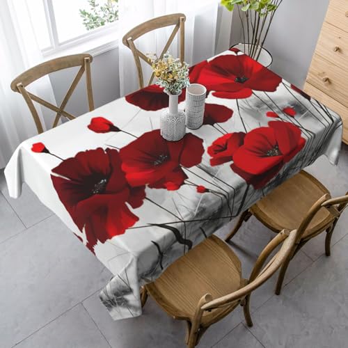 KAPPTYY Rote Mohnblumen-Druck, elegante Party-Tischdecke mit weichem, dickem Stoff für Bankett-Feiern KAPPTYY Rote Mohnblumen-Druck, elegante Party-Tischdecke mit weichem, dickem Stoff für Bankett-Feiern von KAPPTYY