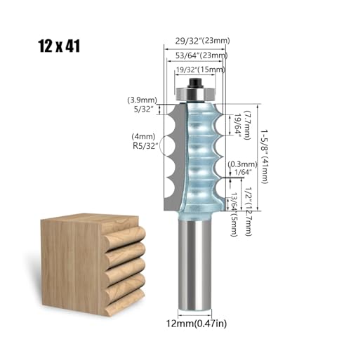 1PC 8mm 12mm 12,7mm Schaft Vier Perlen Vier Flöte Große Form Router Bits Set Linie Messer Holzbearbeitung cutter(12X41mm) von KAPQIN