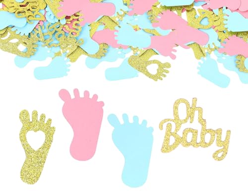 KAPSING 100 Stück Gender Reveal Party Deko Konfetti,Babyparty Deko Confetti,Baby Shower Dekoration,Tischdeko,Geschlecht Reveal Birthday Party Zubehör,für Junge,Mädchen(Blau Rosa Gold) von KAPSING